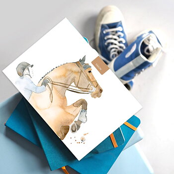 Anteckningsbok Deckled Edge Art Hästmotiv Jumping Competition Horse