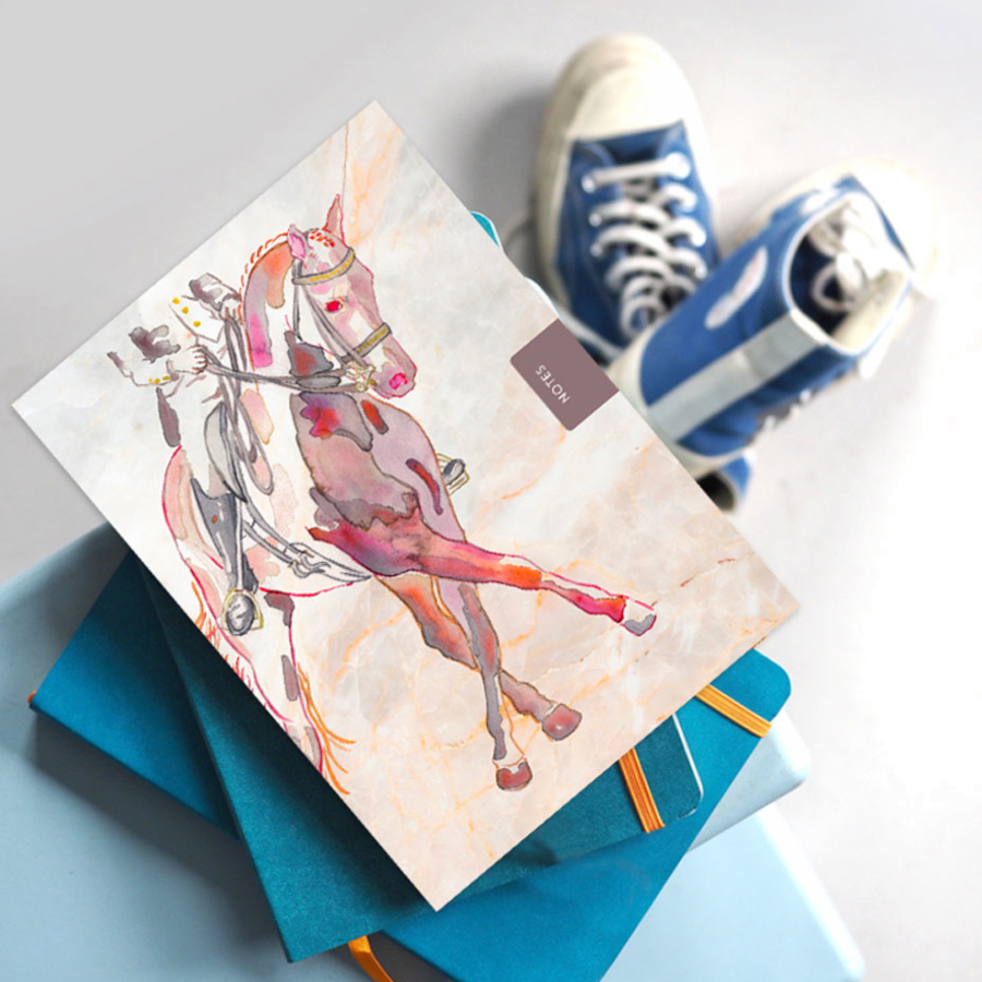 Notebook Deckled Edge Art Horse Motif Dressage Horse