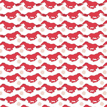 Christmas Gift Wrap Deckled Edge Art Horse Motif Galloping Christmas