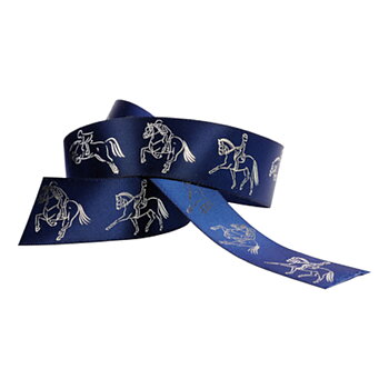 Gift Ribbon Happy Ross Horses Blue 3-Pack