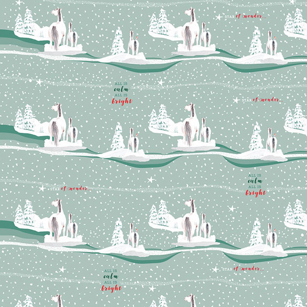 Julpapper Deckled Edge Art Hästmotiv Christmas Frolics - 2