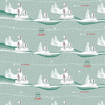 Christmas Gift Wrap Deckled Edge Art Horse Motif Christmas Frolics