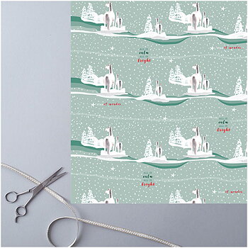 Christmas Gift Wrap Deckled Edge Art Horse Motif Christmas Frolics