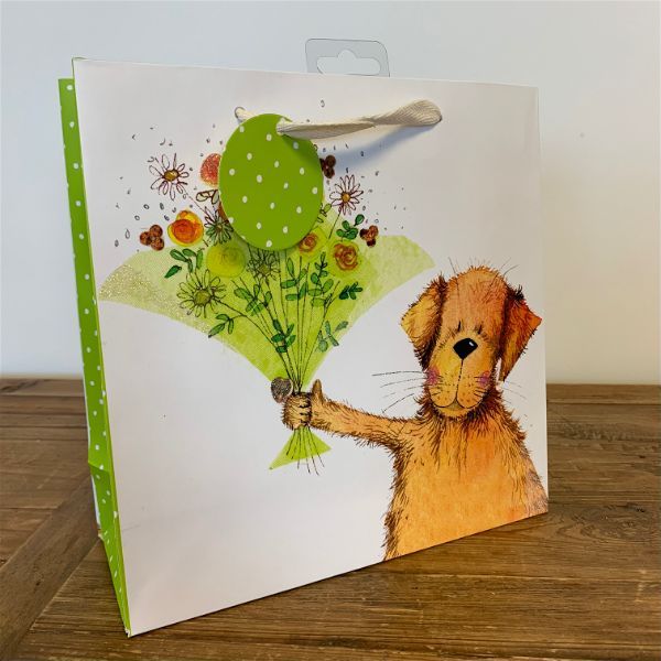Gift bag Alex Clark Dog Motif Green Bouquet