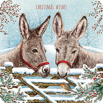 Christmas Card Otter House Donkey Motif Over The Gate10-pack