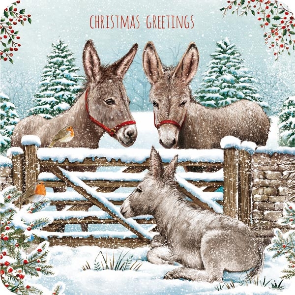 Christmas Card Otter House Donkey Motif Over The Gate10-pack