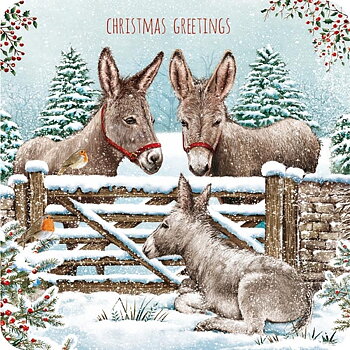 Christmas Card Otter House Donkey Motif Over The Gate10-pack