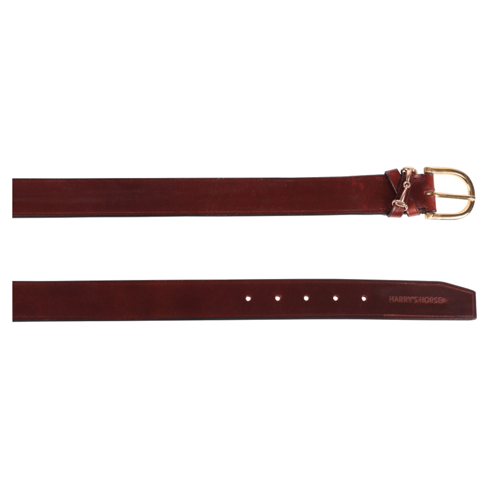 Belt Harrys Horse Brown Leather Small Gold Snaffle Bit - 2