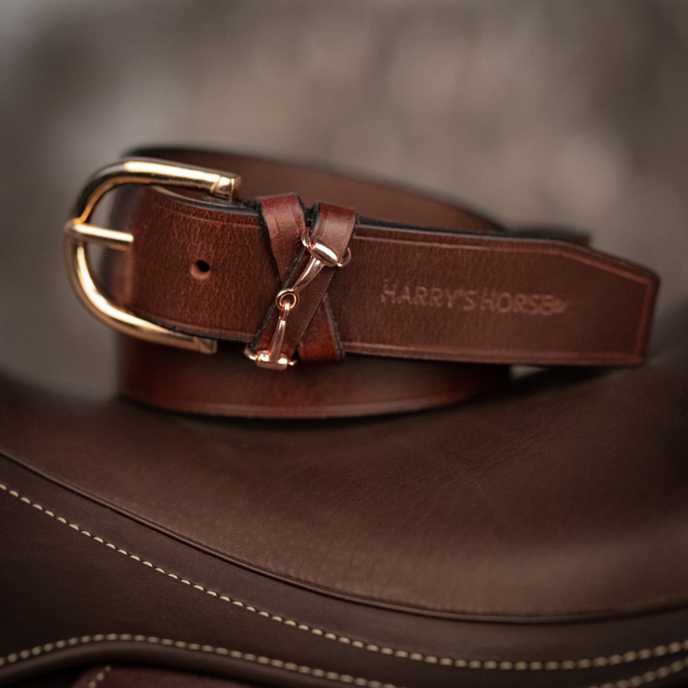 Belt Harrys Horse Brown Leather Small Rosegold Snaffle Bit - 3
