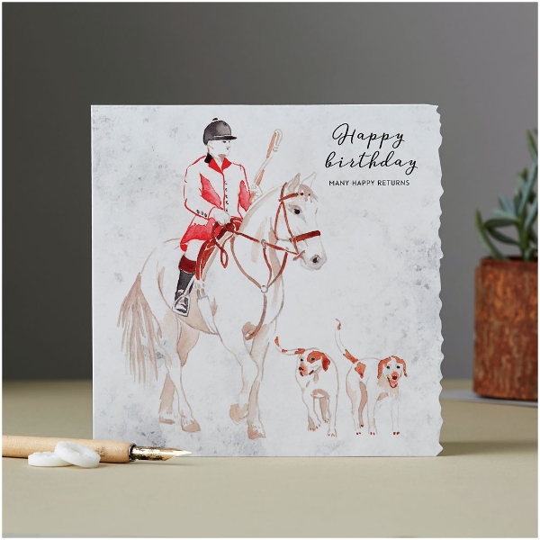 Födelsedagskort Deckled Edge Art Hästmotiv Happy Birthday - Many Happy Returns