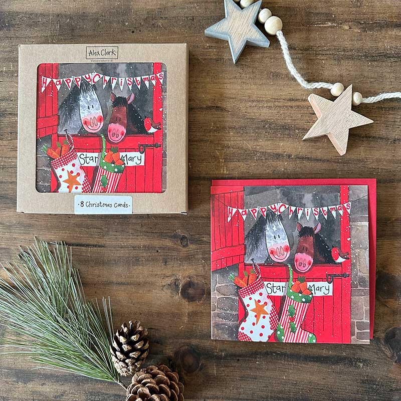 Julkort Alex Clark Hästmotiv Christmas Stable 8-pack - 3