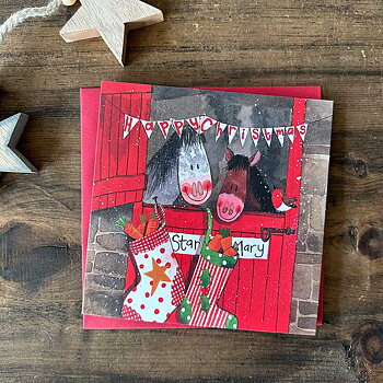 Julkort Alex Clark Hästmotiv Christmas Stable 8-pack