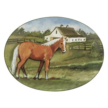 Ovalt Serveringsfat Certified International Hästmotiv Palomino