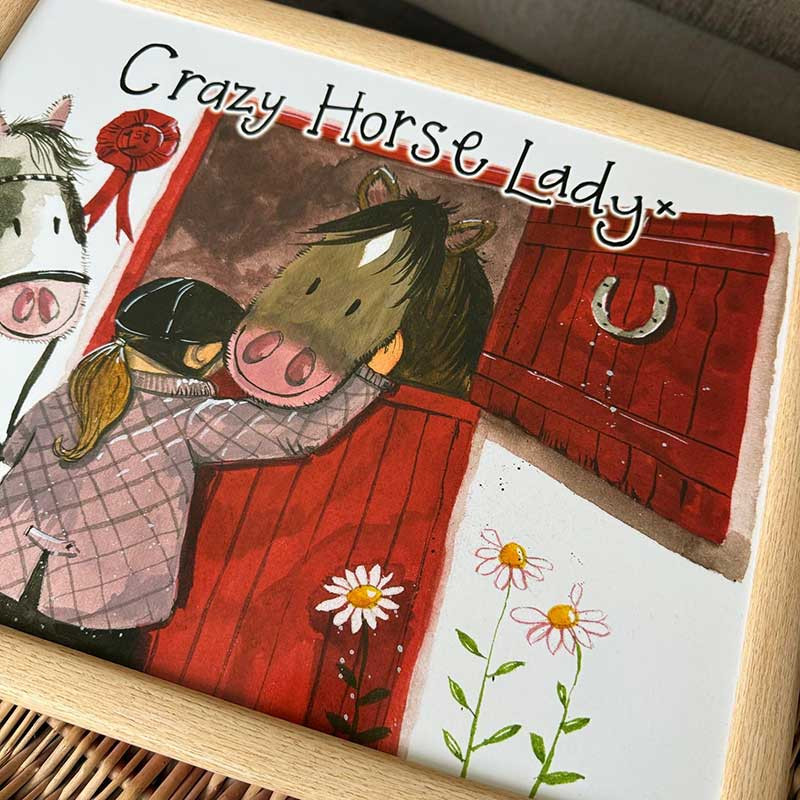 Lap Tray Alex Clark Horse Motif Crazy Horse Lady - 3