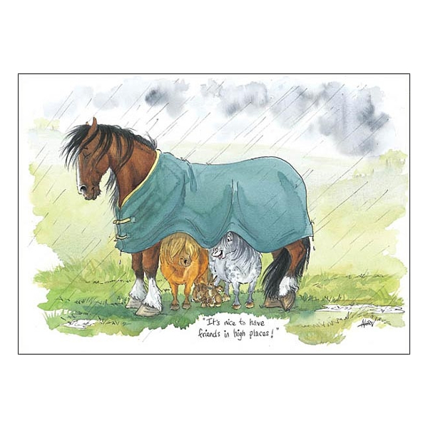 Greeting Card Otter House Horse Motif Alisons Animals It Is Nice To Have Friends In High Places