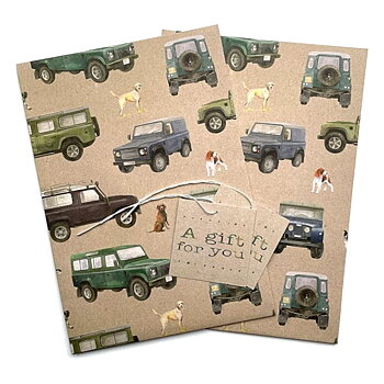 Gift Wrap The Arty Penguin Land Rover And Dogs