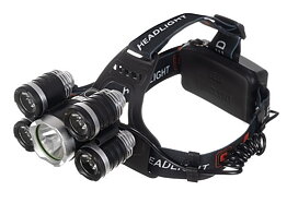 Kraftfull Pannlampa 5 x LED Cree T6