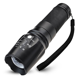 Stark LED militär ficklampa - 5 x Zoom 