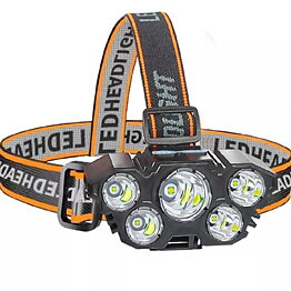 Kraftull uppladdningsbar pannlampa 5 LED