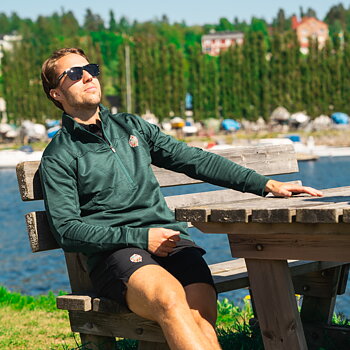 Bauer FLC TEXT 1/4 Zip Tröja Grön - Sr