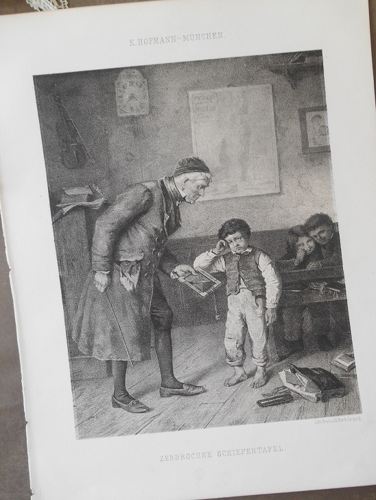 ANTIK ORIGINALLITOGRAFI - ZERBROCHNE SCHIEFERTAFEL