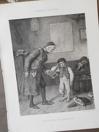 ANTIK ORIGINALLITOGRAFI - ZERBROCHNE SCHIEFERTAFEL