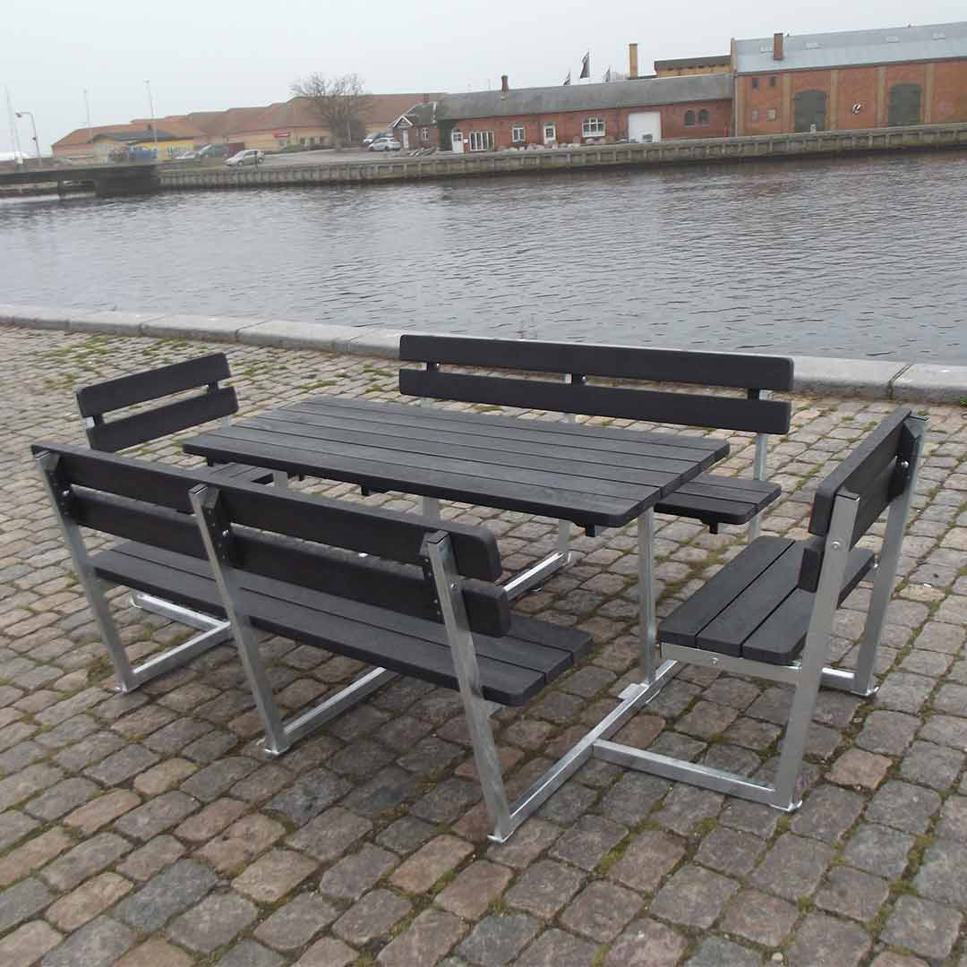 PARK bænke-sæt med tilbehør i Genbrugsplast