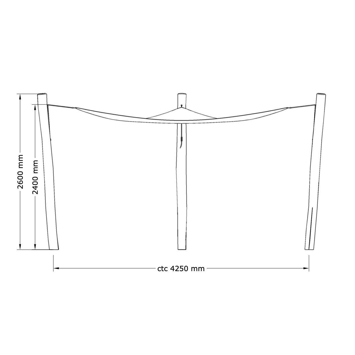 Solsegel - 3,6 x 3,6 x 3,6 m - 4