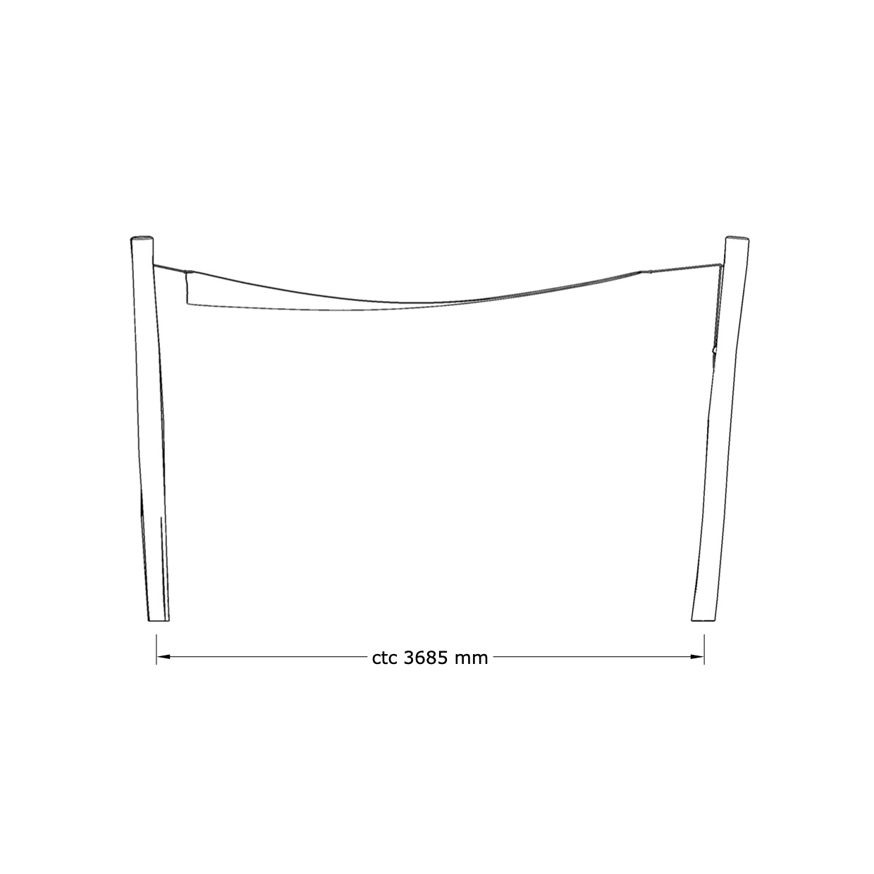 Solseil med side - 3,6 x 3,6 x 3,6 m - 5