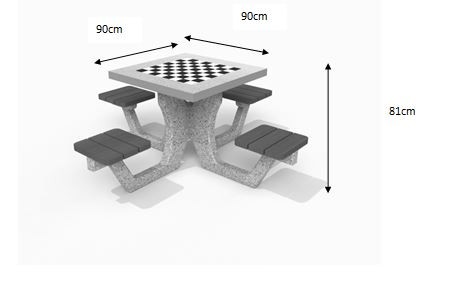 Betongbord för schack - Checkers 1 - 2
