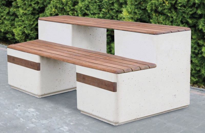 DECO vit betongbänk 12 - 2