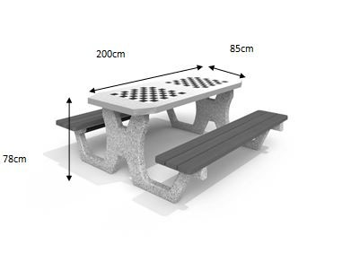 Betongbord för schack - Checkers 2 - 2