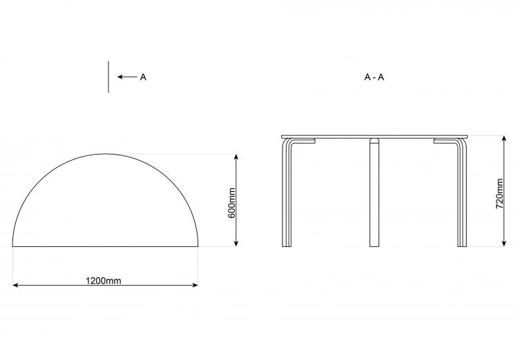 Bord 600x1200mm. halvbue - 4
