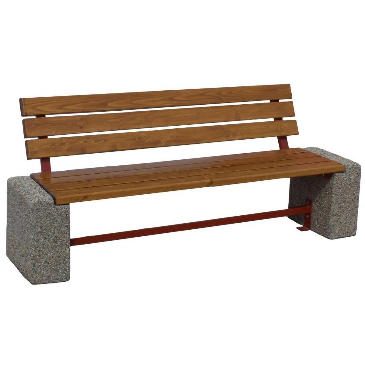 Betongbänk med ryggstöd av trä