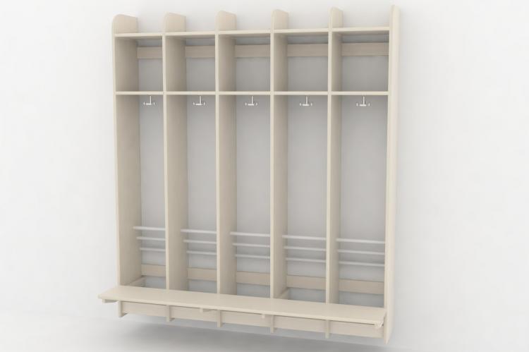 Troldegarderobe m/bænk 5 sekt.