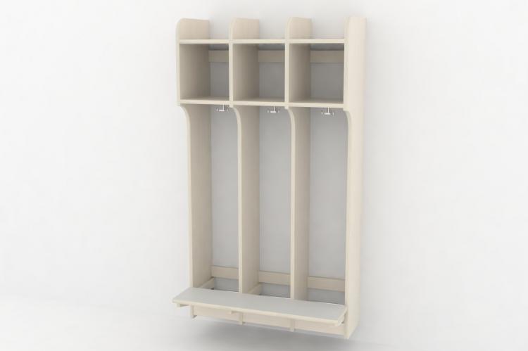 Skolegarderobe m/bænk 3 sekt.