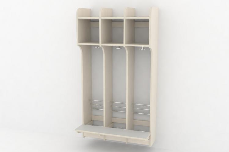 Skolegarderobe m/bænk 3 sekt. - 2