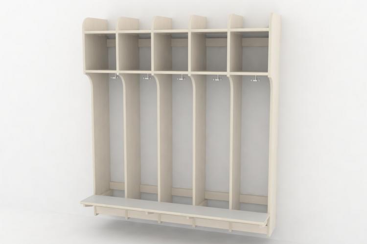 Skolegarderobe m/bænk 5 sekt. - 3