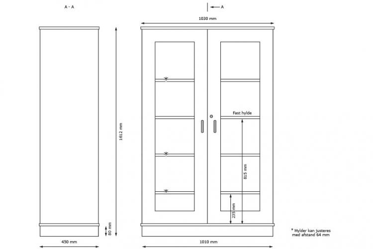 Opbevaringsskab/m glaslåger - 3