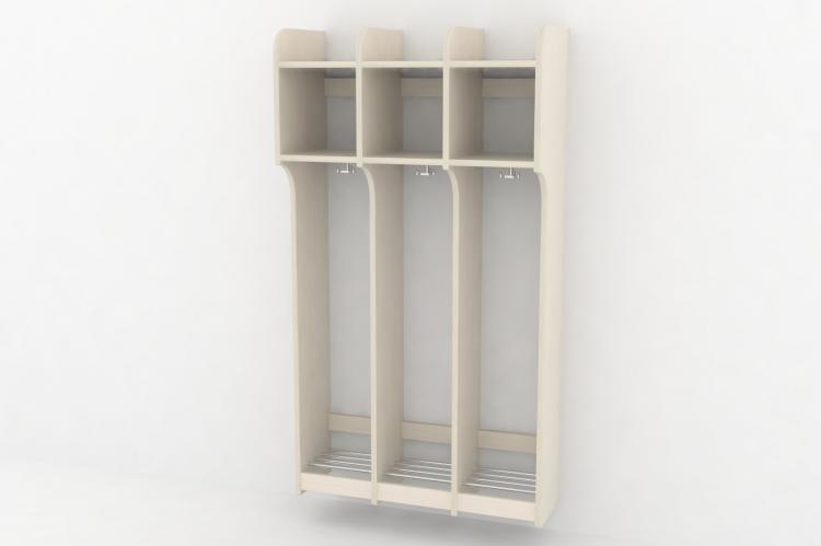 Skolegarderobe u/bænk 3 sekt.