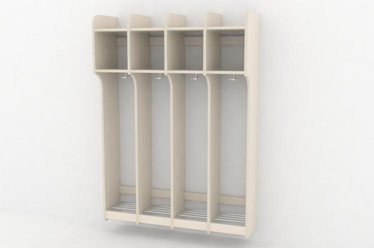 Skolegarderobe u/bænk 4 sekt.