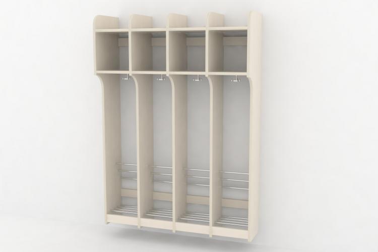 Skolegarderobe u/bænk 4 sekt. - 2
