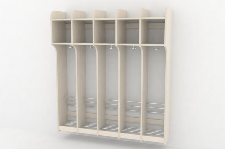 Skolegarderobe u/bænk 5 sekt.