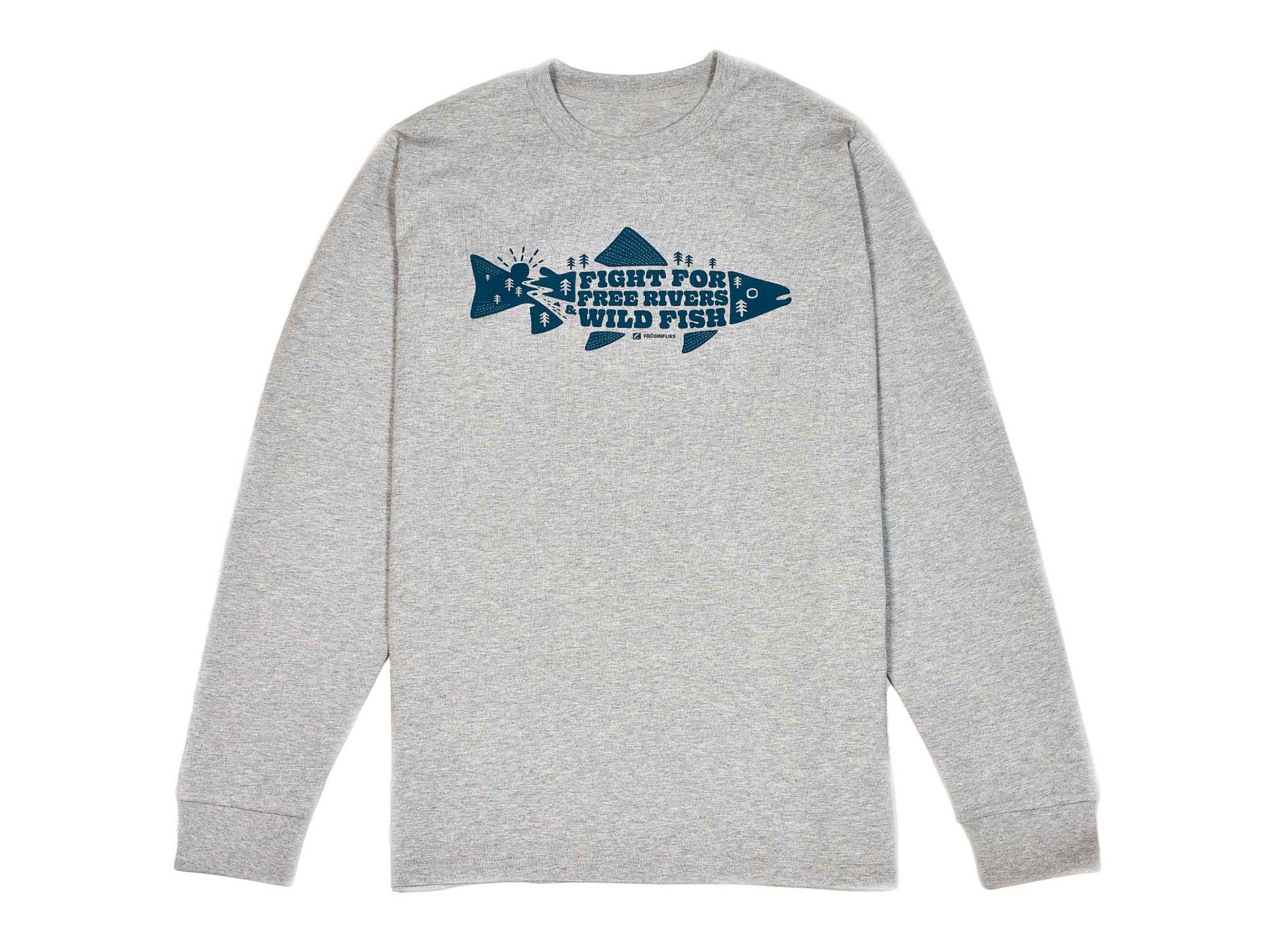 Mikael Frödin ' Free Rivers & Wild Fish Long Sleeve - Heather Grey