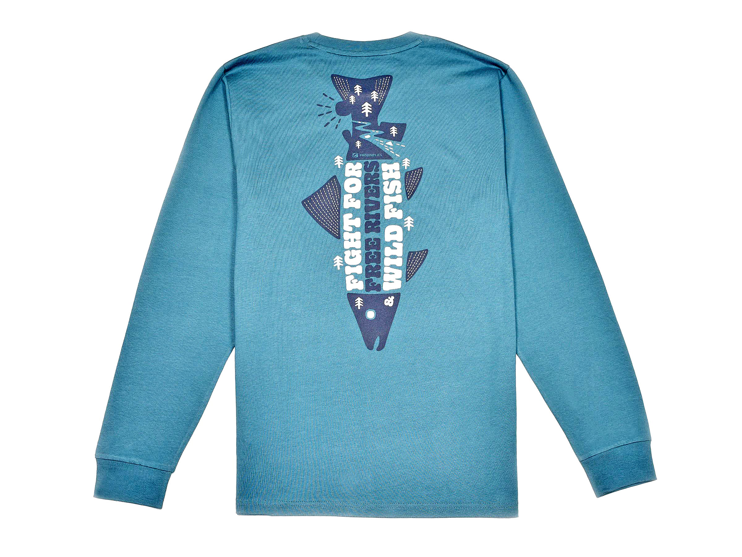 Mikael Frödin Free Rivers & Wild Fish' Long Sleeve - Earth Blue