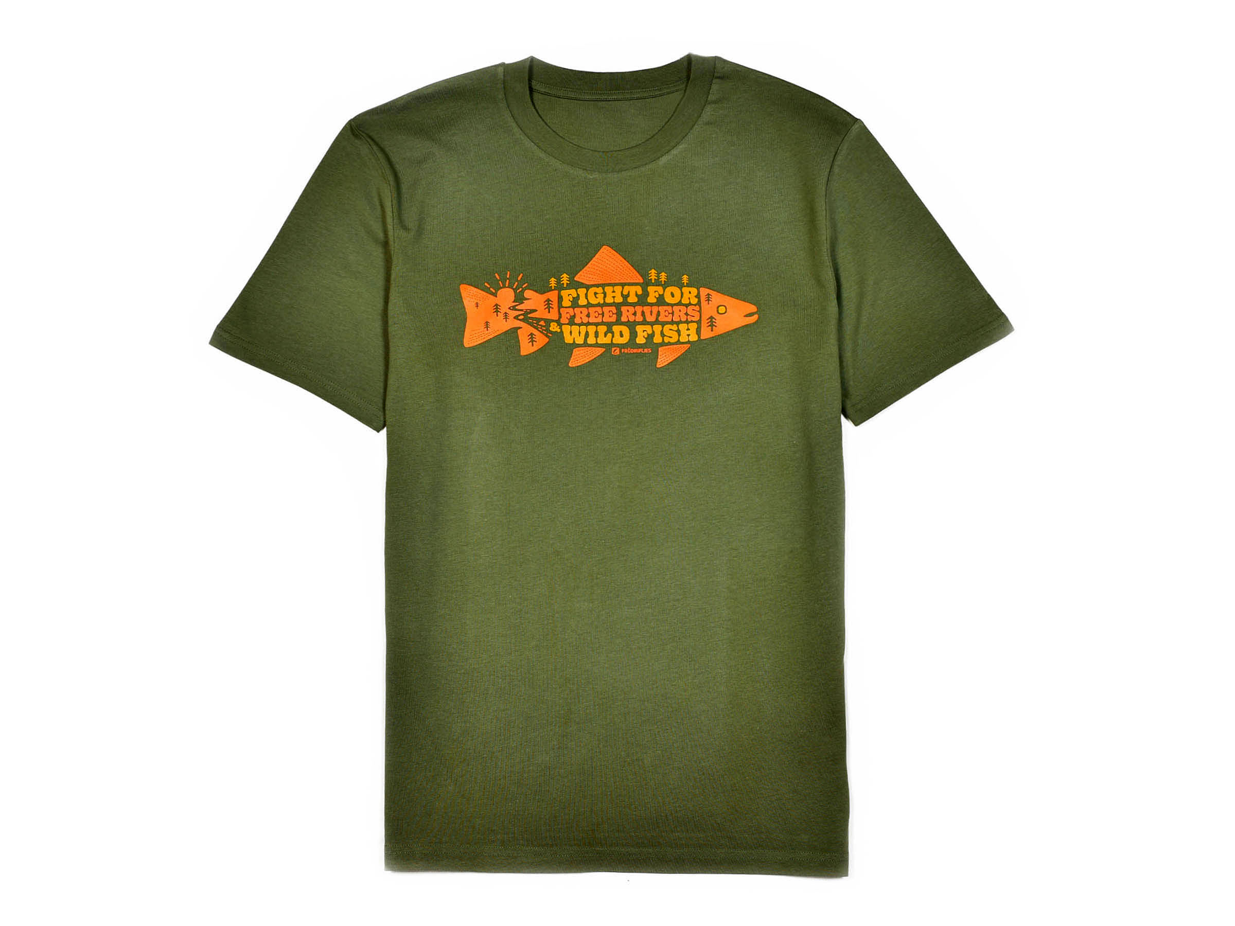 Mikael Frödin 'Free Rivers & Wild Fish T-Shirt - Khaki Green