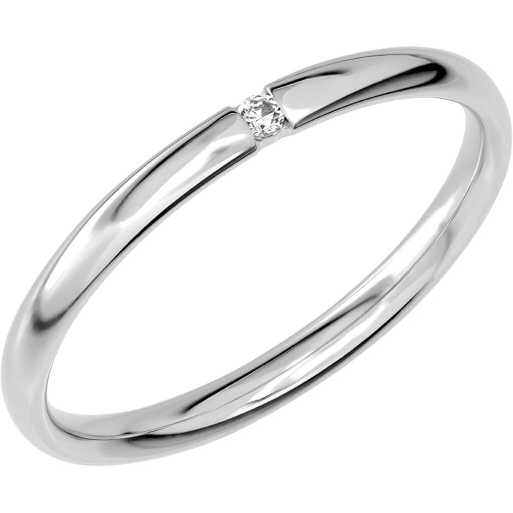 SR2008 - Smal Diamantring i vitguld