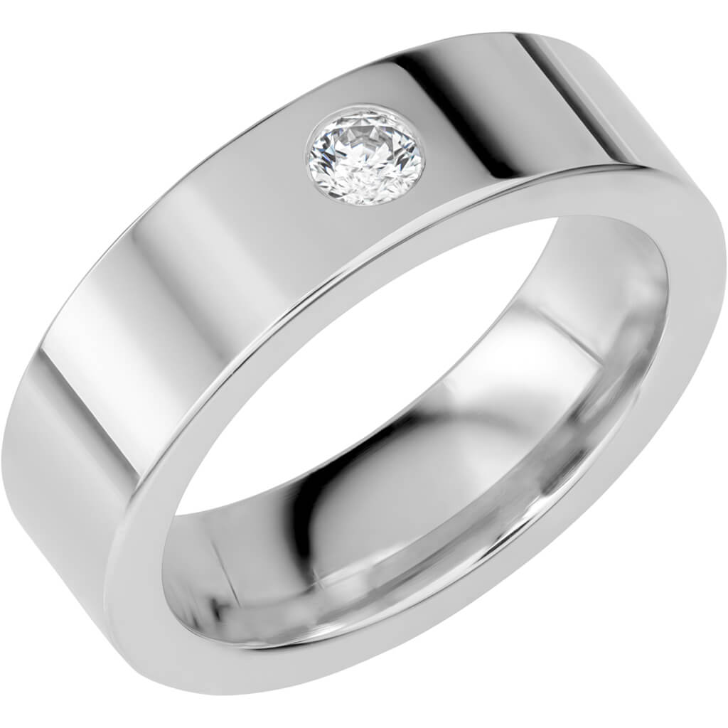 SR2042 - Bred diamantring i vitguld