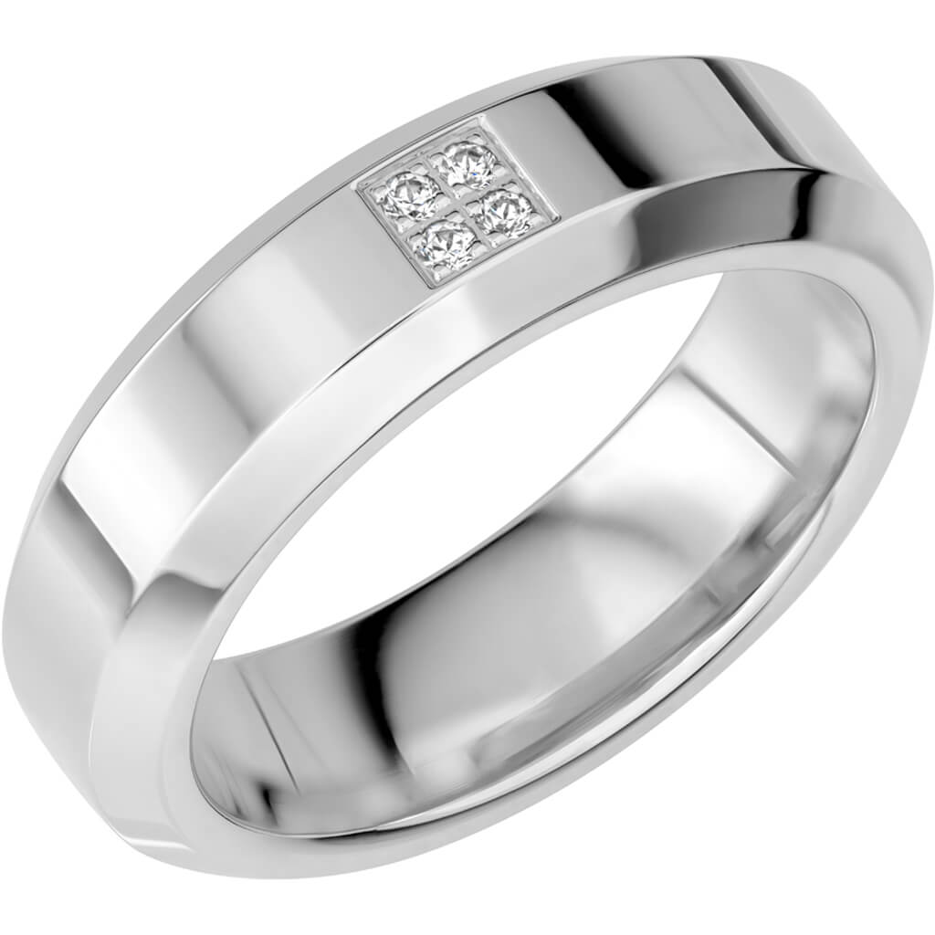 SR2056 - Bred diamantring i vitguld