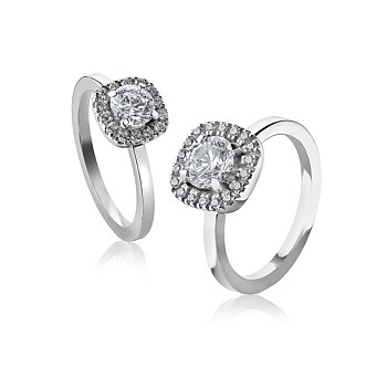 9110-2K Sten: 1×1,0 ct & 18×0,01 ct Fattning: CARM fyrkantig 6  mittsten 0,40 ct